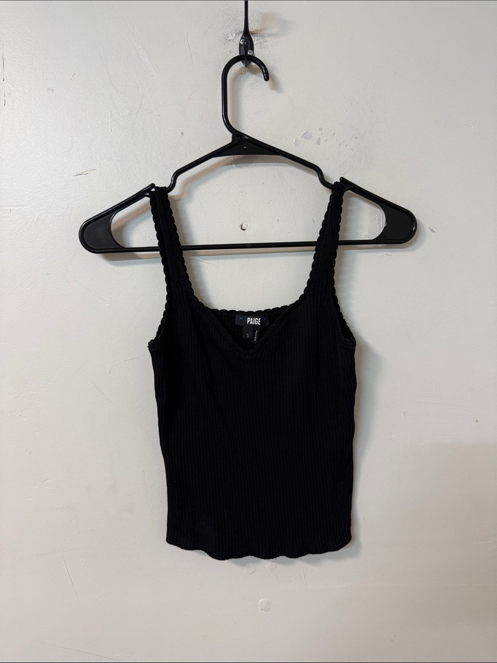 PAIGE Black Ribbed Scoop Tank